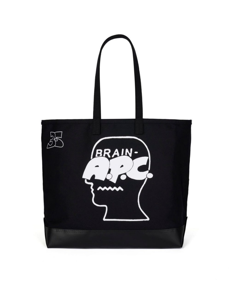 Black Brain Dead X A.P.C. Logohead Steele Tote Bag | USA YHSU57206