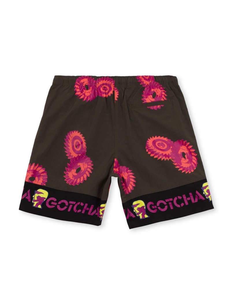 Black Brain Dead X Gotcha Blades Paneled Trunk Shorts | USA RSVG86407