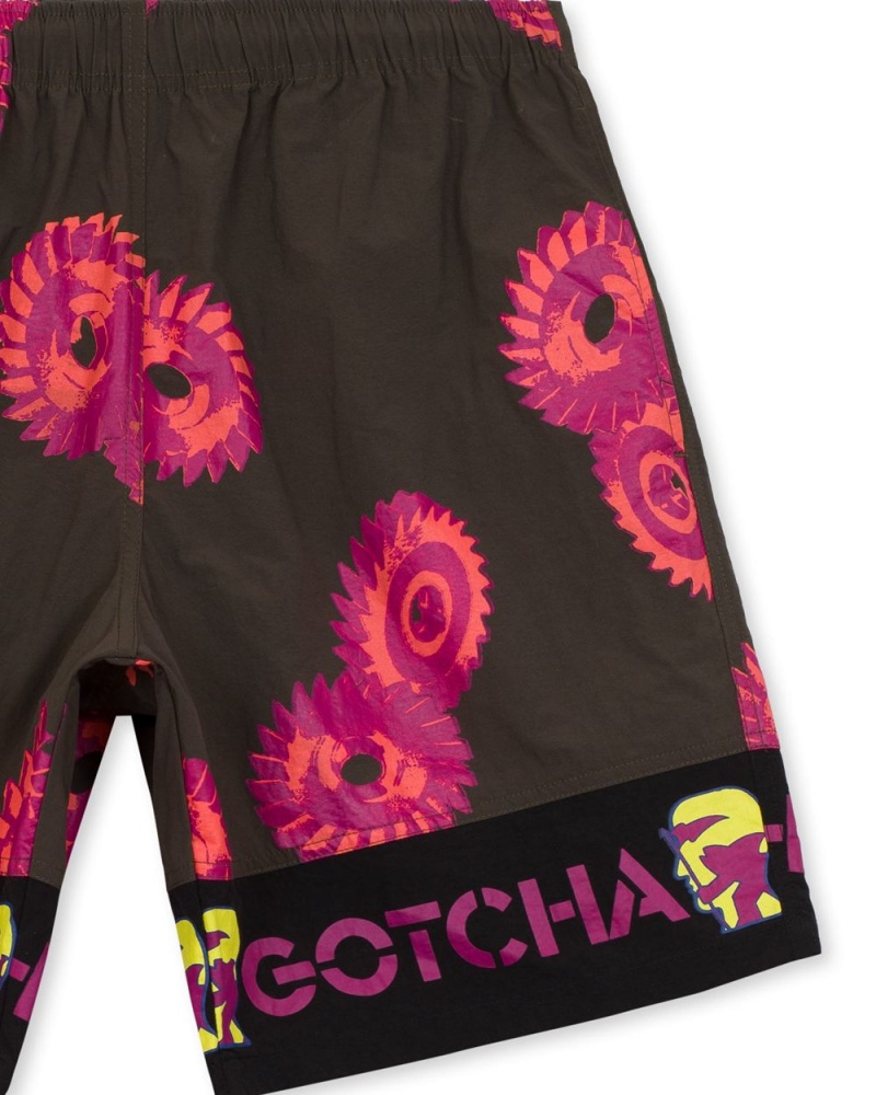 Black Brain Dead X Gotcha Blades Paneled Trunk Shorts | USA RSVG86407