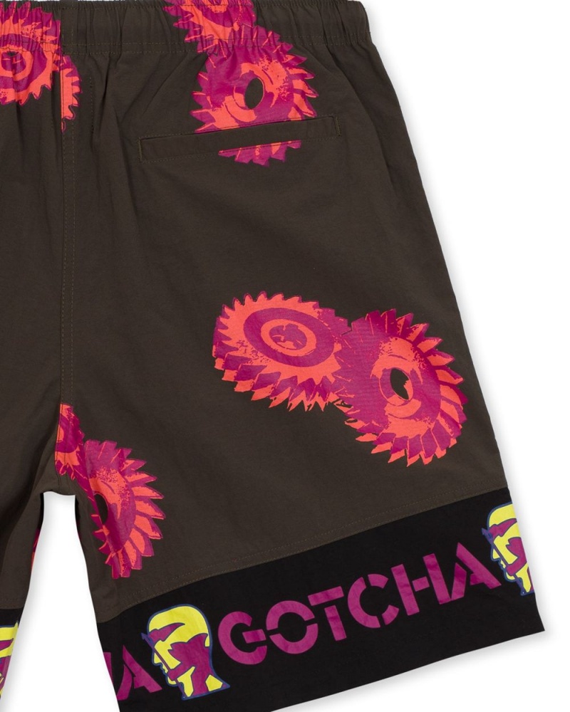 Black Brain Dead X Gotcha Blades Paneled Trunk Shorts | USA RSVG86407