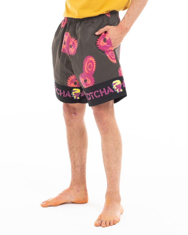 Black Brain Dead X Gotcha Blades Paneled Trunk Shorts | USA RSVG86407