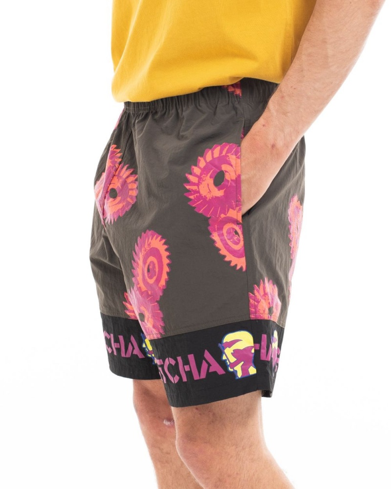 Black Brain Dead X Gotcha Blades Paneled Trunk Shorts | USA RSVG86407