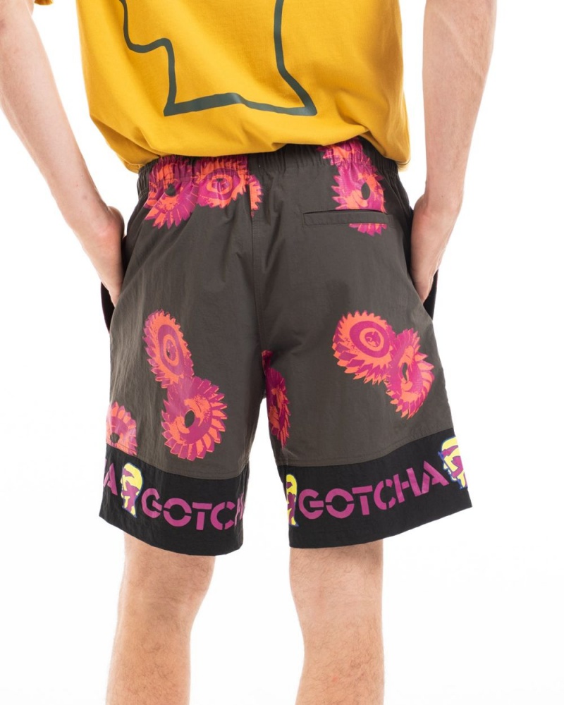 Black Brain Dead X Gotcha Blades Paneled Trunk Shorts | USA RSVG86407