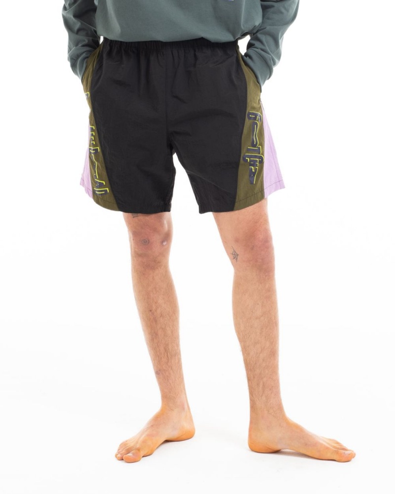 Black Brain Dead X Gotcha Contrast Paneled Trunk Shorts | USA SCDZ57691