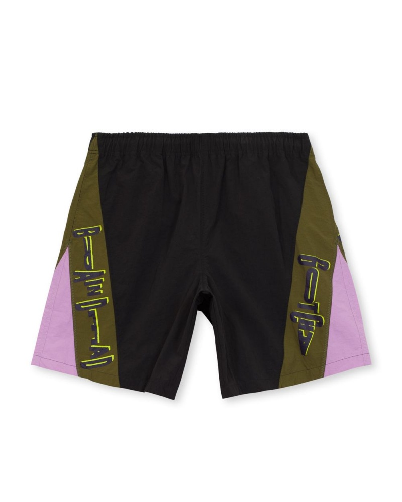 Black Brain Dead X Gotcha Contrast Paneled Trunk Shorts | USA SCDZ57691