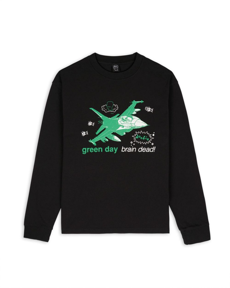 Black Brain Dead X Green Day Dookie Long Sleeve T-Shirt | USA STOH12695