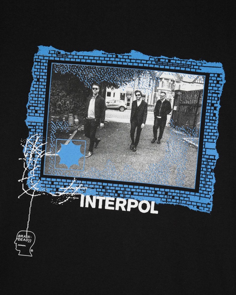 Black Brain Dead X Interpol Atiba Jefferson Photo #2 T-Shirt | USA YONH78042