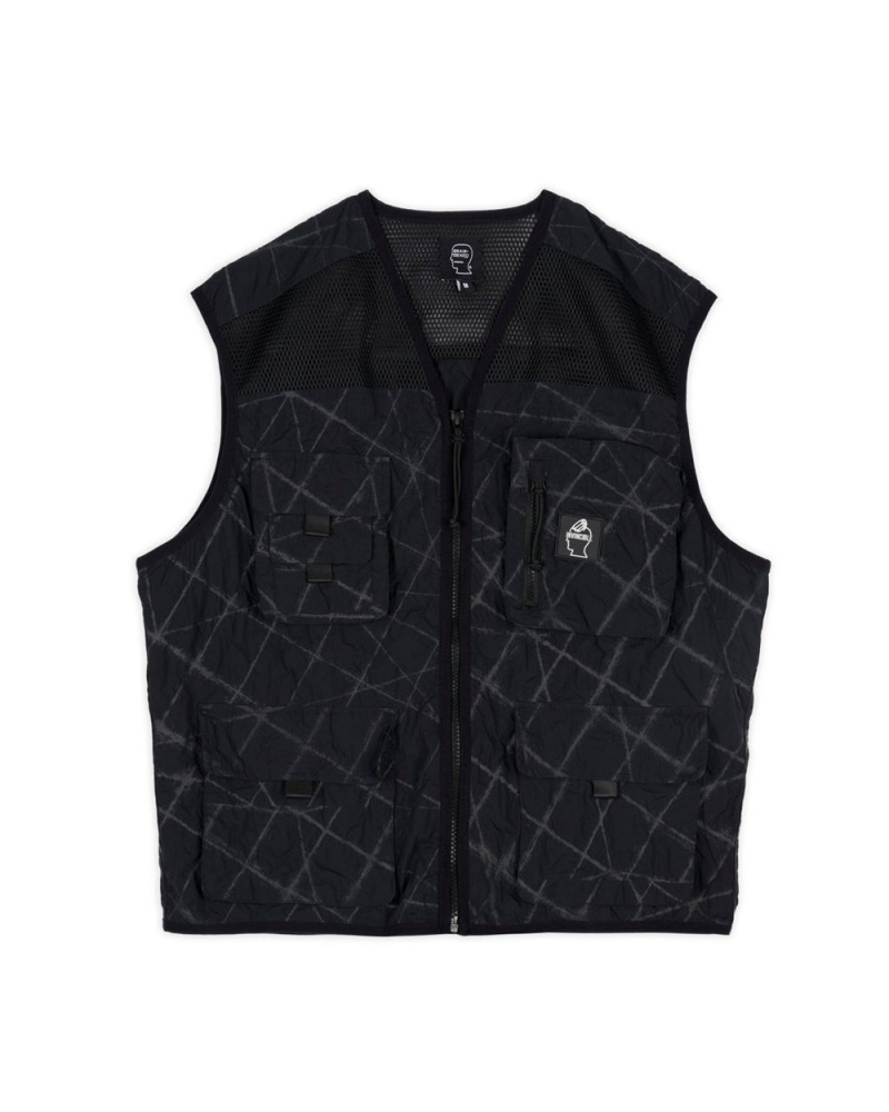 Black Brain Dead X Invincible Miller Fishing Vest | USA CJUV71230