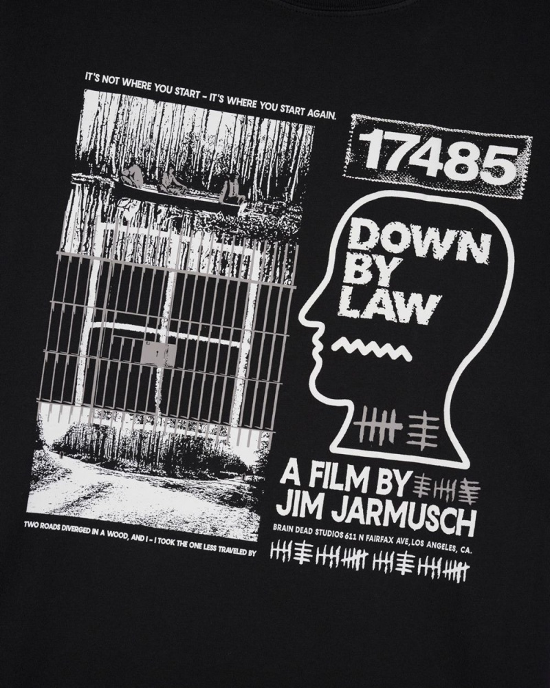 Black Brain Dead X Jim Jarmusch Down By Law T-Shirt | USA WPIK92054