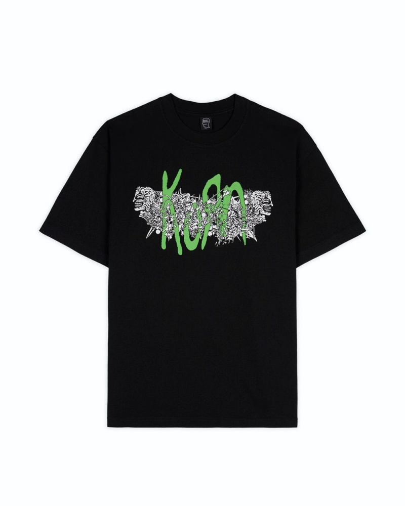 Black Brain Dead X Korn Total Mutation T-Shirt | USA RMAC20143