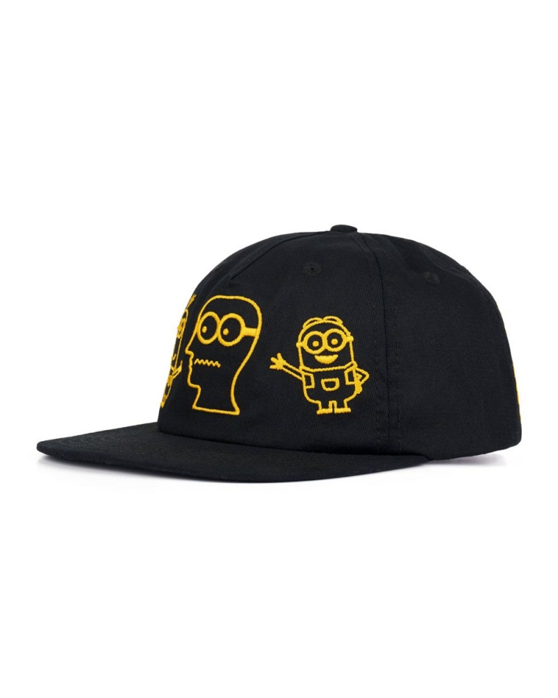 Black Brain Dead X Minions 5 Panel Snapback Hat | USA KFED50819