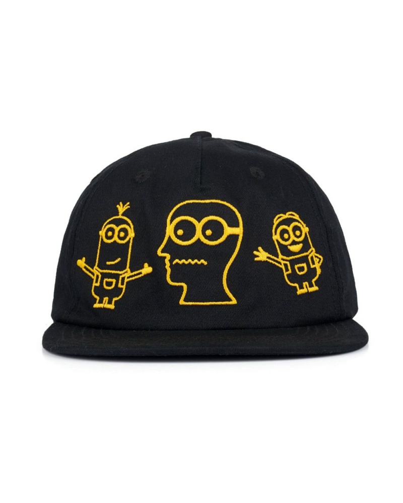 Black Brain Dead X Minions 5 Panel Snapback Hat | USA KFED50819