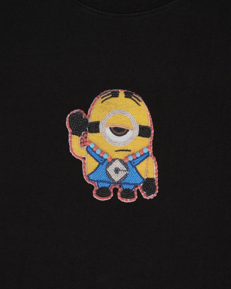 Black Brain Dead X Minions Beaded Stuart T-Shirt | USA KQNJ89263