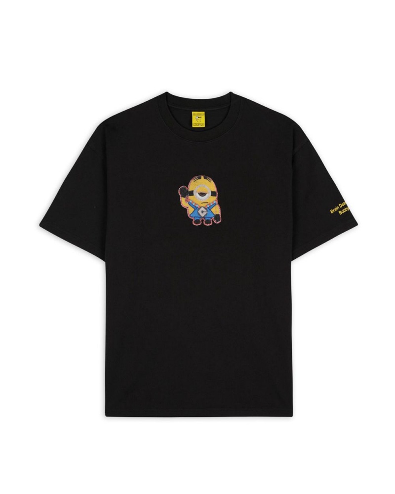 Black Brain Dead X Minions Beaded Stuart T-Shirt | USA KQNJ89263