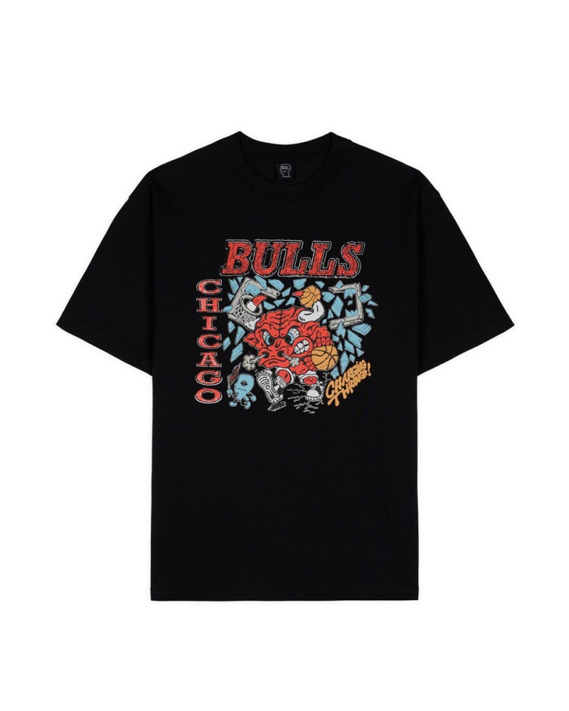 Black Brain Dead X NBA Chicago Bulls T-Shirt | USA XAHS89603