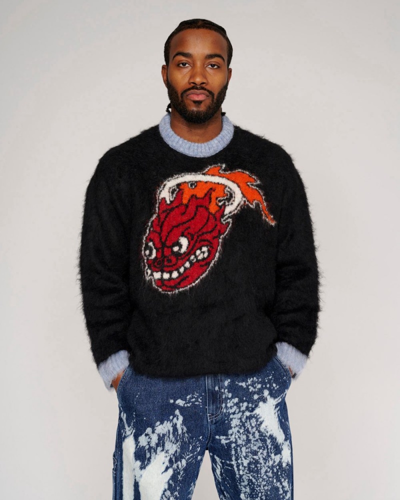 Black Brain Dead X NBA Miami Heat Alpaca Sweater | USA OZXC58324