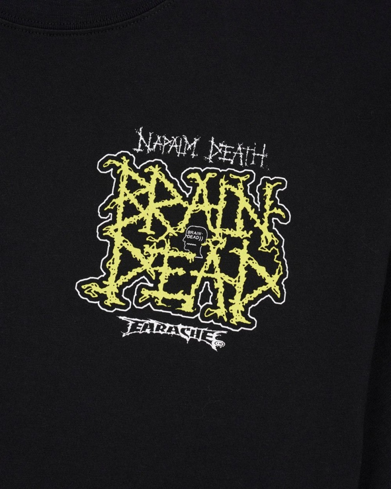 Black Brain Dead X Napalm Death Nuclear Scum T-Shirt | USA SNYA63841