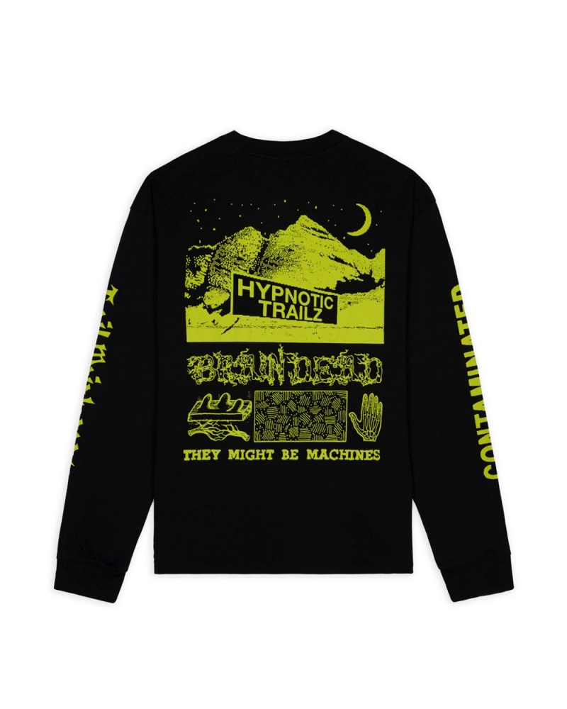 Black Brain Dead X Rapha Trail Ghoul Long Sleeve T-Shirt | USA QFAE38726