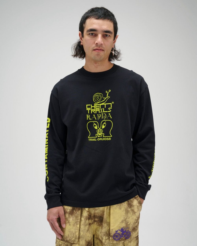 Black Brain Dead X Rapha Trail Ghoul Long Sleeve T-Shirt | USA QFAE38726