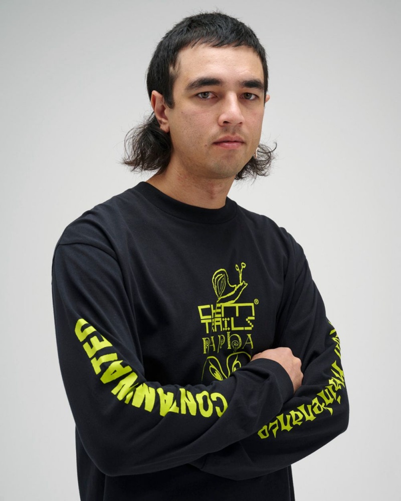 Black Brain Dead X Rapha Trail Ghoul Long Sleeve T-Shirt | USA QFAE38726