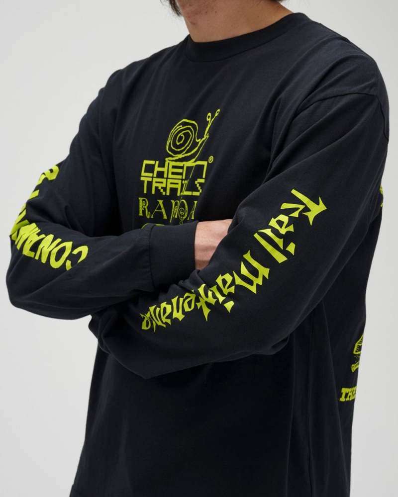 Black Brain Dead X Rapha Trail Ghoul Long Sleeve T-Shirt | USA QFAE38726