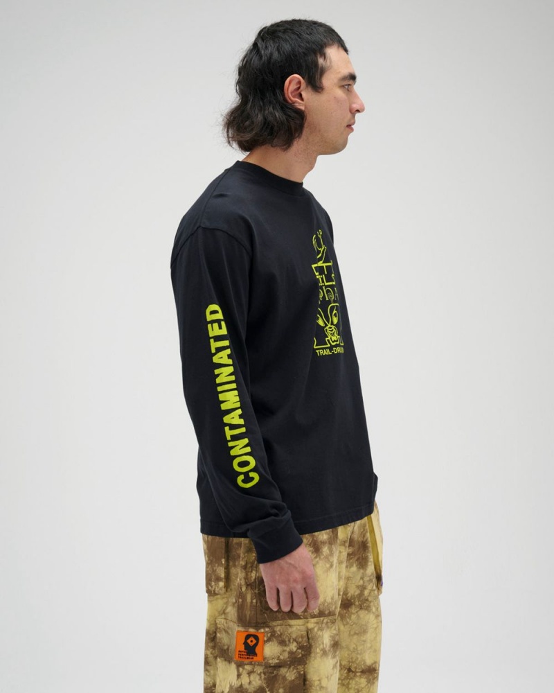 Black Brain Dead X Rapha Trail Ghoul Long Sleeve T-Shirt | USA QFAE38726