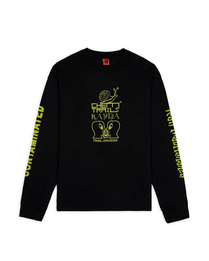 Black Brain Dead X Rapha Trail Ghoul Long Sleeve T-Shirt | USA QFAE38726