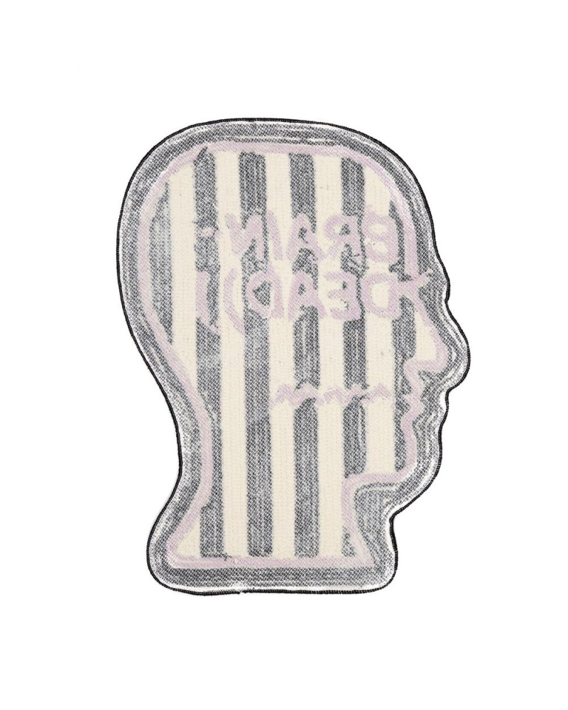 Black White Brain Dead Logo Head Striped Rug | USA STFO70814