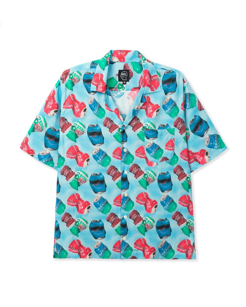 Blue Brain Dead Aaron Jupin Cans Short Sleeve Hawaiian Shirt | USA JFVB12497