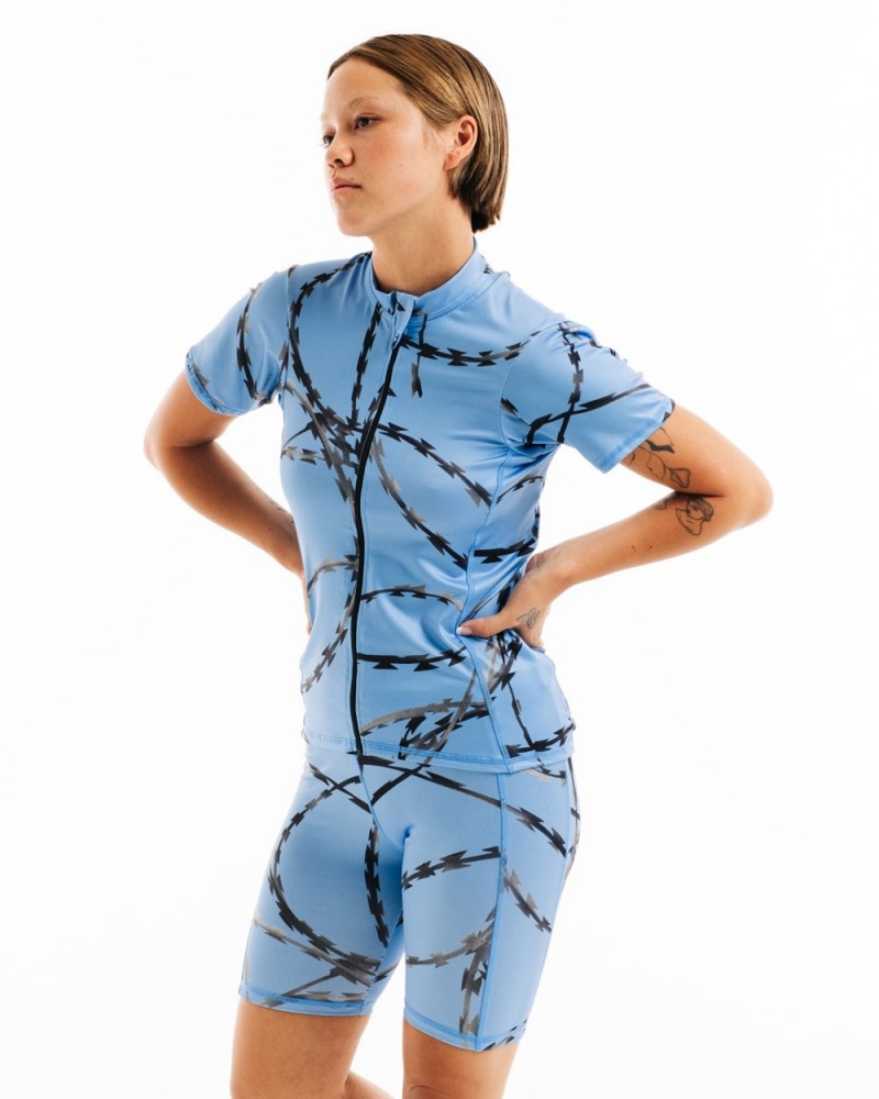 Blue Brain Dead Cycling Jersey Shirt | USA QMIE65820