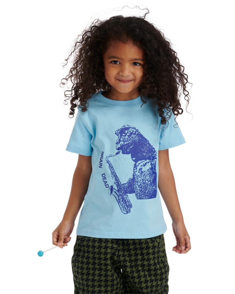 Blue Brain Dead Dino Jazz Kids T-Shirt | USA WPTY01658