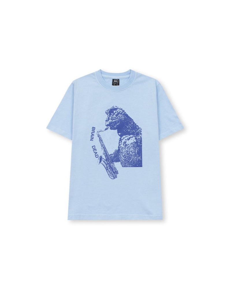 Blue Brain Dead Dino Jazz Kids T-Shirt | USA WPTY01658