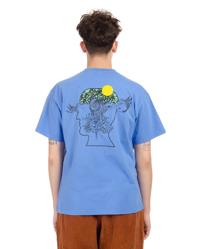 Blue Brain Dead Electric Owl T-Shirt | USA VGNM56271