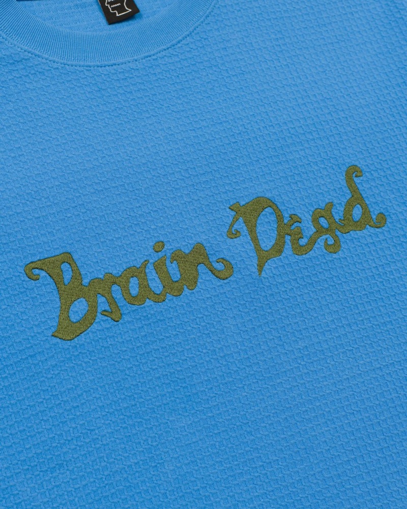 Blue Brain Dead Embroidered Waffle Long Sleeve T-Shirt | USA LFOV87312