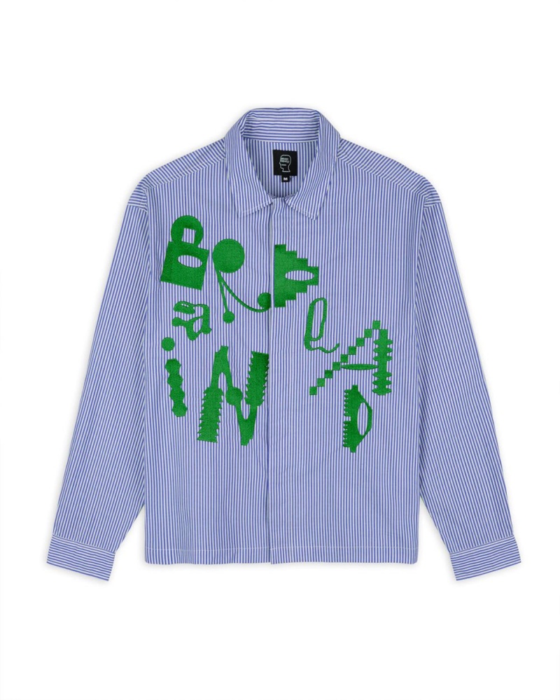 Blue Brain Dead Gastromaniac Button Up Shirt | USA ENPT70561