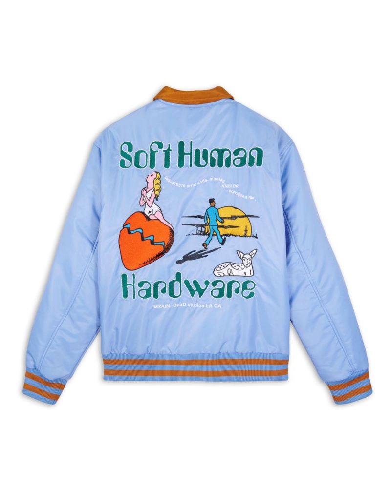 Blue Brain Dead Human Hardware Satin Jacket | USA WNDX45790