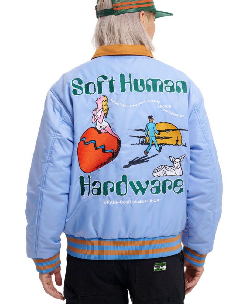 Blue Brain Dead Human Hardware Satin Jacket | USA WNDX45790