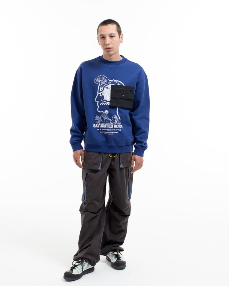 Blue Brain Dead Saturated Voids Crewneck Sweatshirt | USA NXKE67150