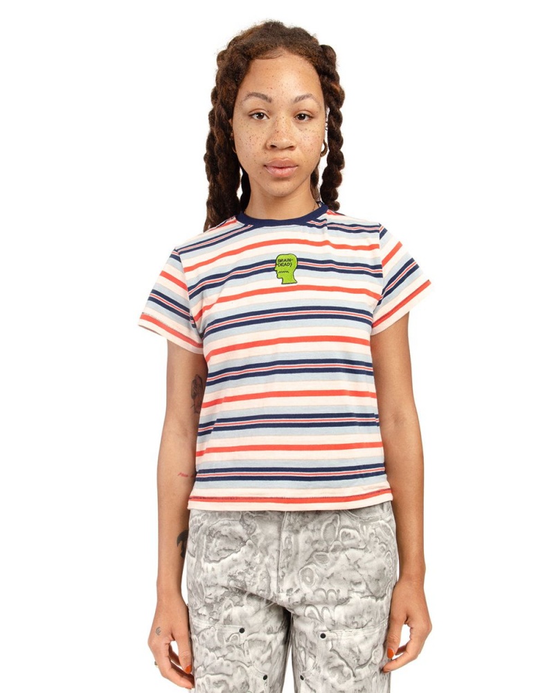 Blue Brain Dead Striped Baby T-Shirt | USA AJBM32071