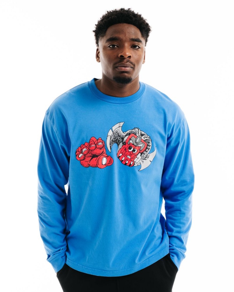 Blue Brain Dead Summoner Long Sleeve T-Shirt | USA DVJI95832