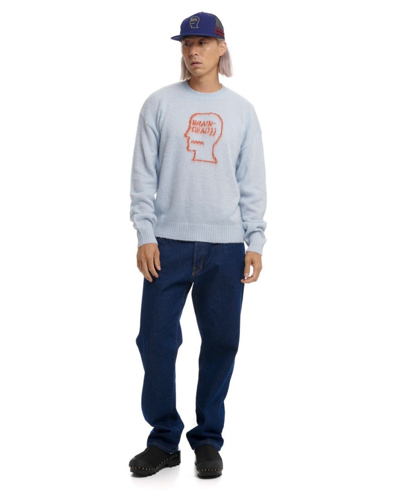 Blue Brain Dead Superfuzz Logohead Crewneck Sweater | USA JKXG27091