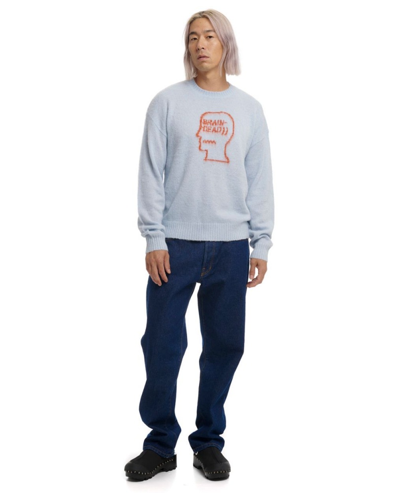 Blue Brain Dead Superfuzz Logohead Crewneck Sweater | USA JKXG27091