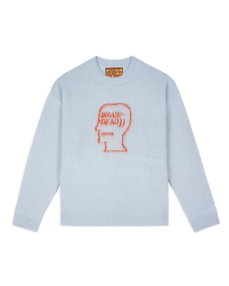 Blue Brain Dead Superfuzz Logohead Crewneck Sweater | USA JKXG27091