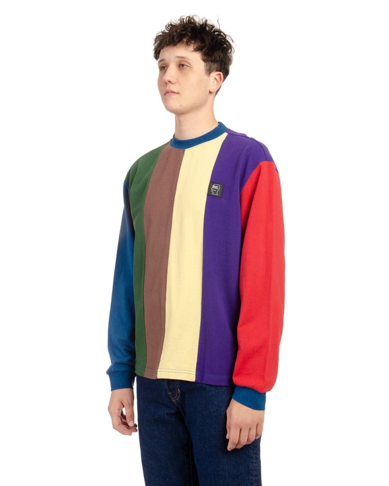 Blue Brain Dead Vet Paneled Mock Neck Long Sleeve T-Shirt | USA YTUH41720