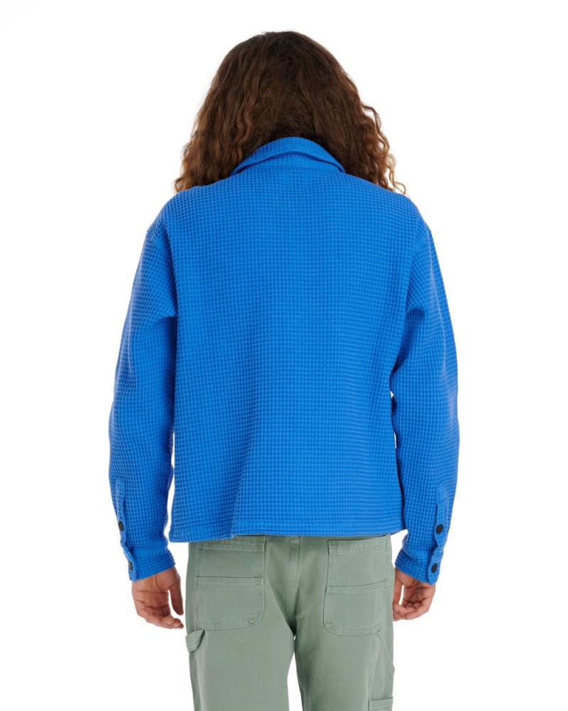 Blue Brain Dead Waffle Snap Front Shirt | USA TACU85123