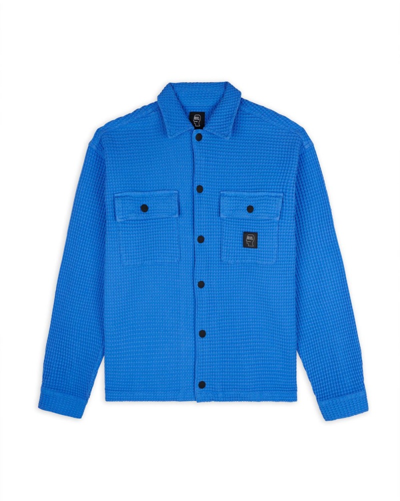 Blue Brain Dead Waffle Snap Front Shirt | USA TACU85123