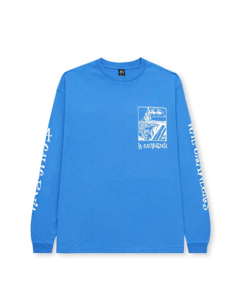 Blue Brain Dead Wall Crawlers Long Sleeve T-Shirt | USA EMLH61347