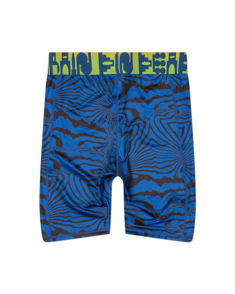 Blue Brain Dead Warped Zebra Cycle Shorts | USA OLAB01742