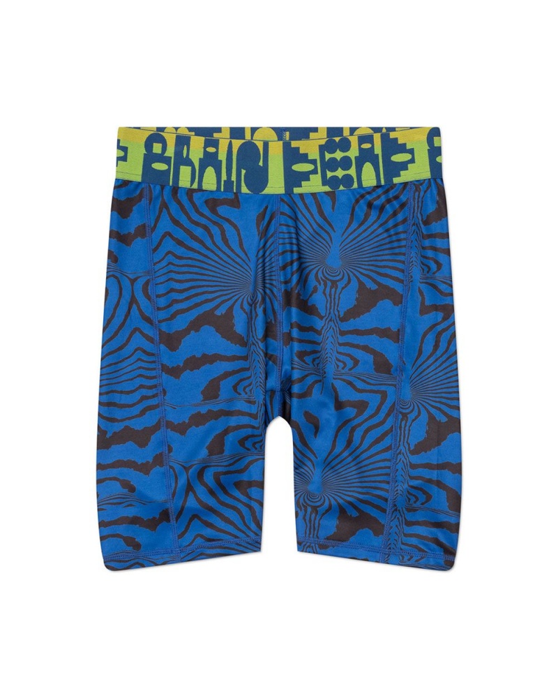 Blue Brain Dead Warped Zebra Cycle Shorts | USA OLAB01742