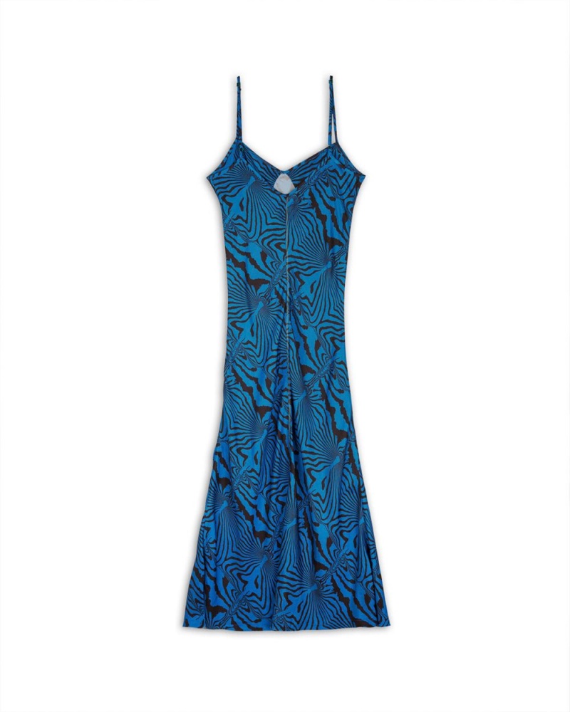 Blue Brain Dead Warped Zebra Slip Dress | USA AZWT16429